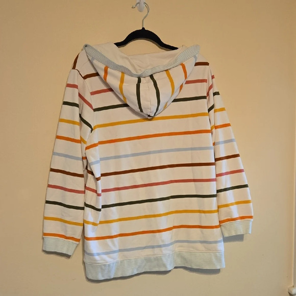 Lands' End White and Colorful Stripe Sailor Collar Sweatshirt P2P 24 - Picture 3 of 6